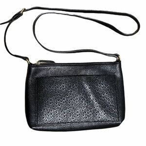 Liperli Black Italian Leather Crossbody Purse